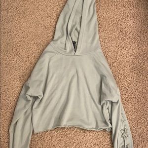 Green semi cropped sweater